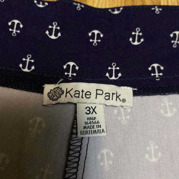 Kate Park Women’s Navy Blue White Anchors Stretch Pull-On Shorts Size 3X NWT - Picture 3 of 7